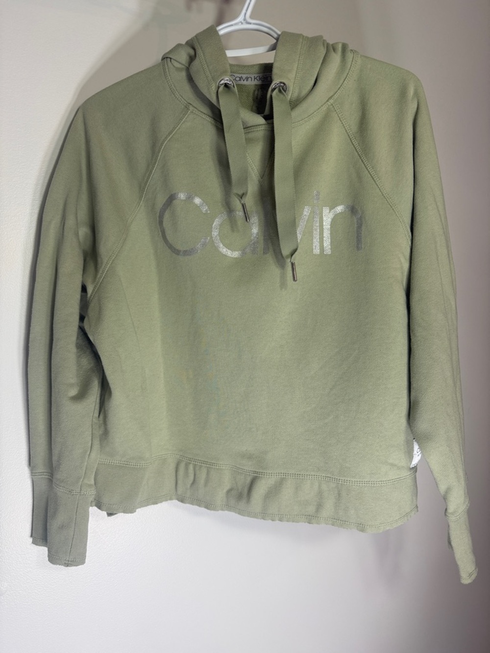 Calvin Klein Light Olive Green Pullover Hoodie - Women's